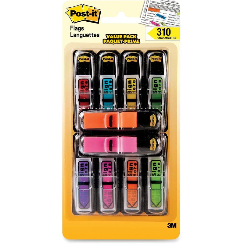 Post-it 684SHVA Message Flags Value-Pak, Sign Here, 240/PK, MI 11.9 mm x 43.2 mm