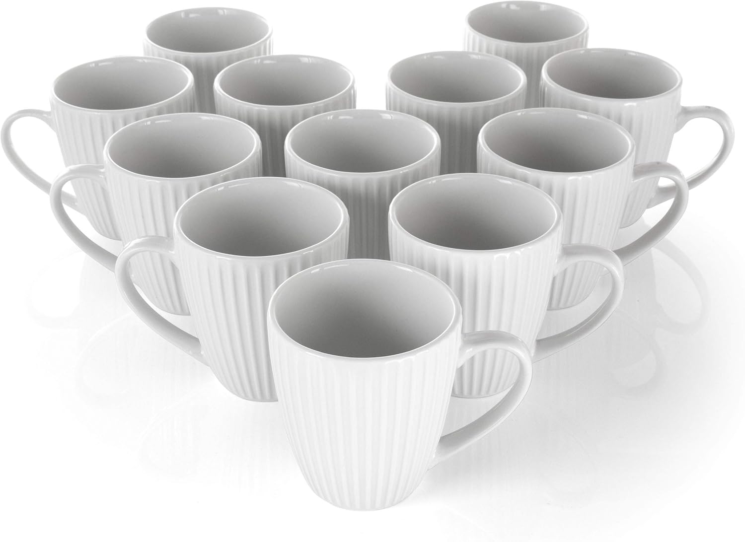 Elama Elle 12 Piece Round Porcelain Mug Set in White