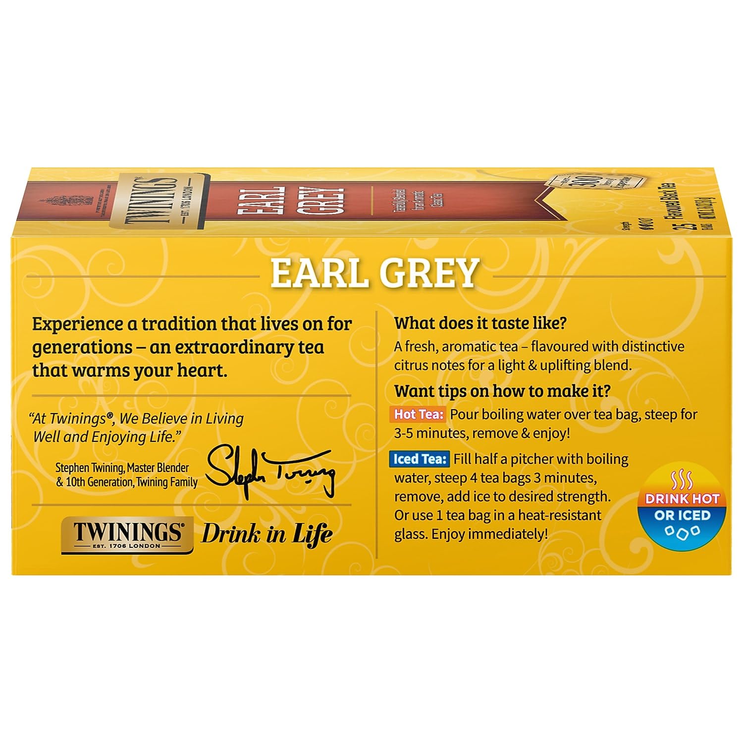 Twinings Earl Grey Tea Bags, 25 Count, 1.76 oz