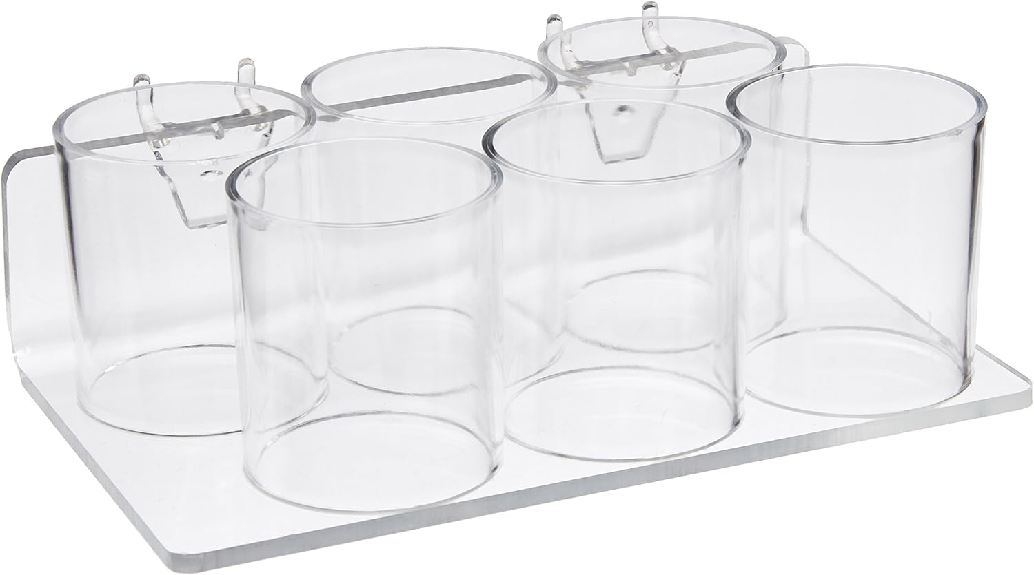 Azar Displays 225580-2pack 8" W x 5" D x 2.625" H 6-Cup Tray for Pegboard and Slatwall (2 Pack)