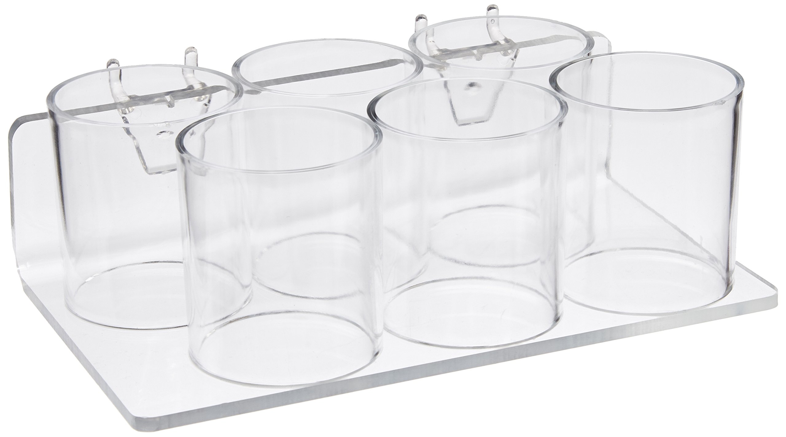 Azar Displays 225580-2pack 8" W x 5" D x 2.625" H 6-Cup Tray for Pegboard and Slatwall (2 Pack)