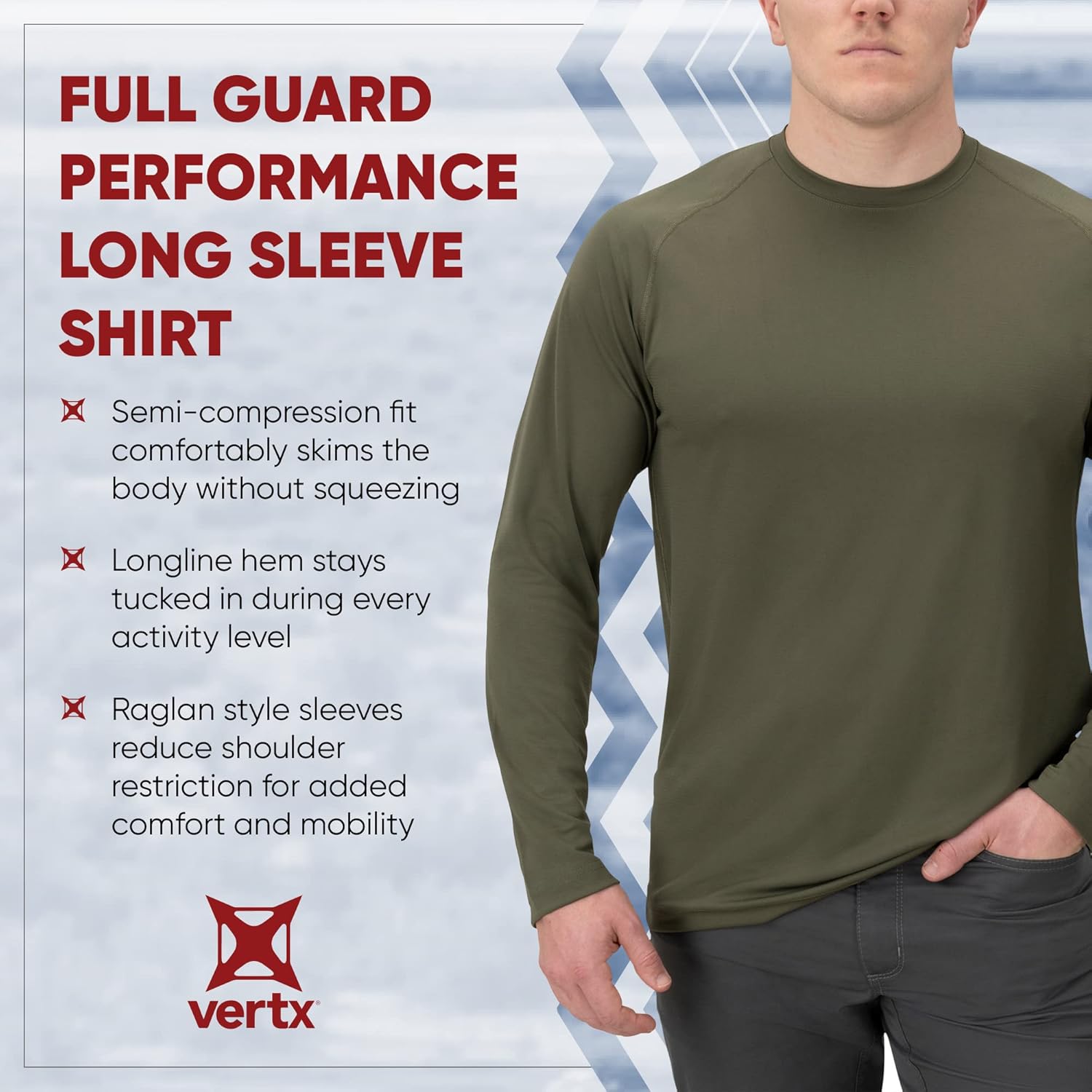 VERTX Full Guard Mens Long Sleeve Tactical Performance Shirt