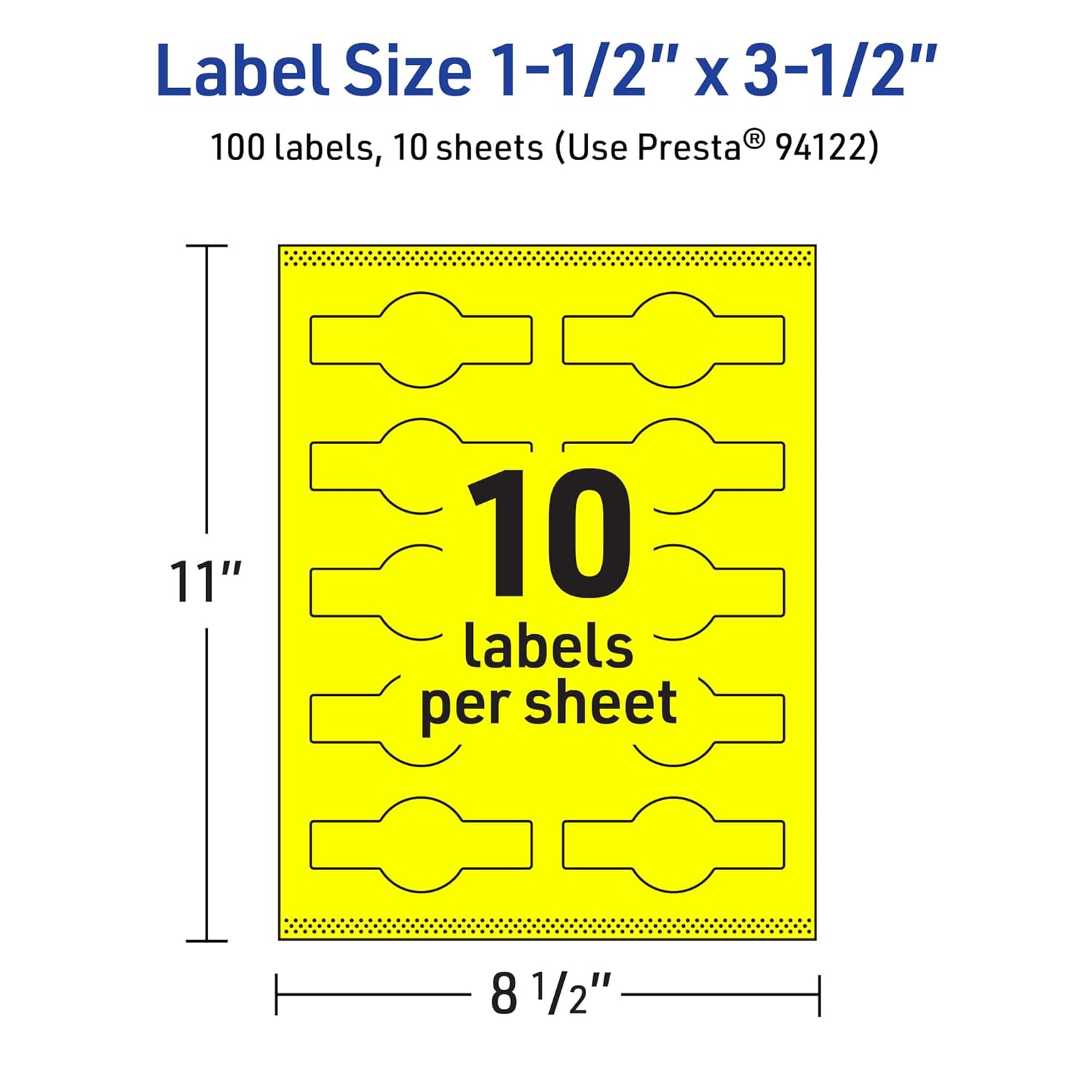 Avery Printable Wraparound Band Labels, Sure Feed Technology, 1.5" x 3.5", Cigar Band Labels, Neon Yellow, Print-to-The-Edge