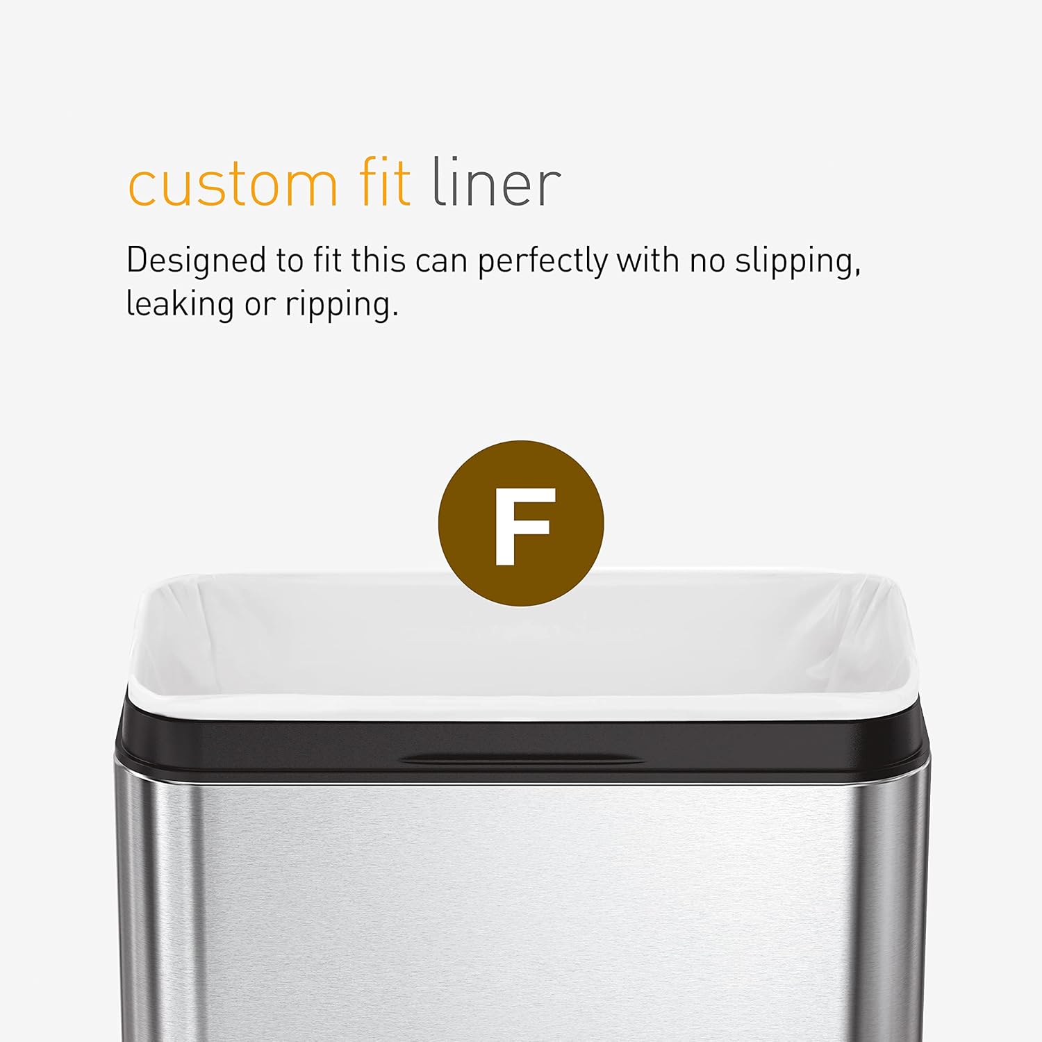 simplehuman Custom-Fit Trash Can Liners, Drawstring, White