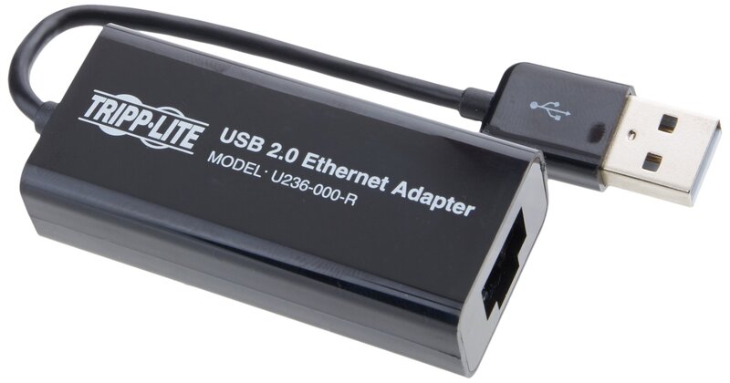 Tripp Lite USB 2.0 Hi-Speed to Ethernet NIC Network Adapter, 10/100 Mbps (U236-000-R), Black