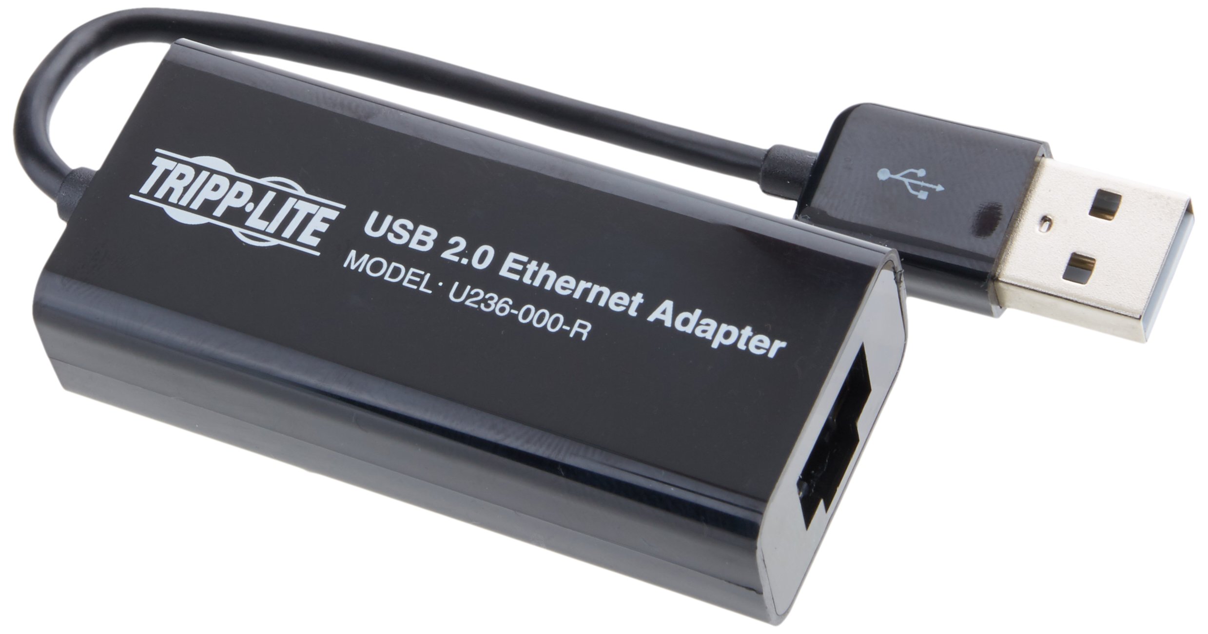 Tripp Lite USB 2.0 Hi-Speed to Ethernet NIC Network Adapter, 10/100 Mbps (U236-000-R), Black