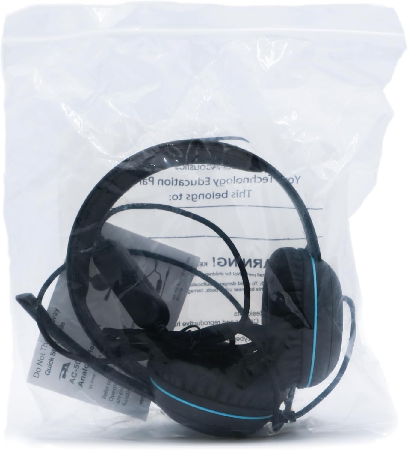 Cyber Acoustics 3.5mm Stereo Headset (AC-5002) with Noise Canceling Microphone for PCs, Tablets