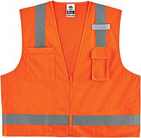 Ergodyne GloWear 8249Z Hi-Vis Surveyor Safety Vest, Solid Front Mesh Back, Type R Class 2