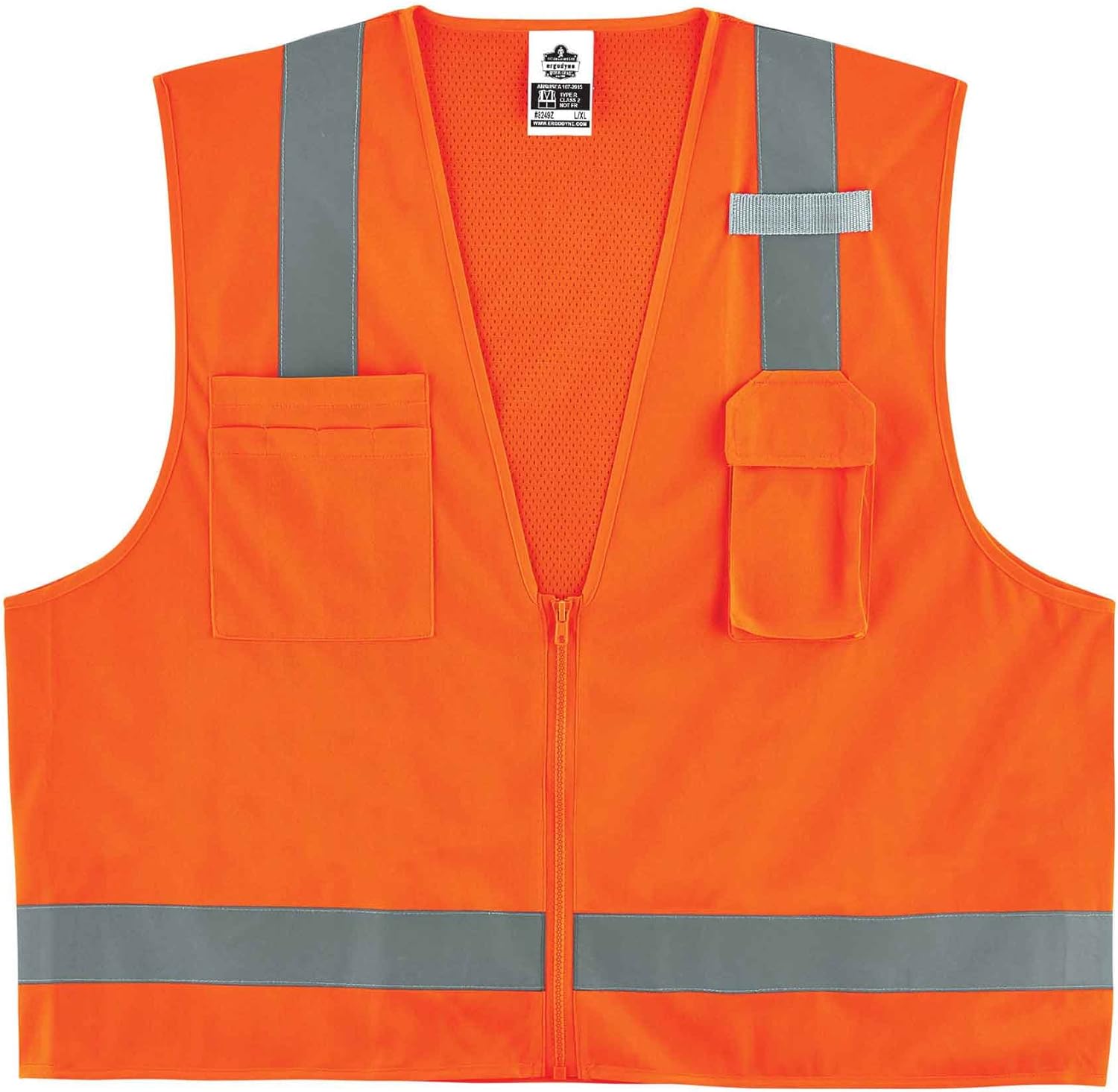 Ergodyne GloWear 8249Z Hi-Vis Surveyor Safety Vest, Solid Front Mesh Back, Type R Class 2