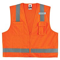 Ergodyne GloWear 8249Z Hi-Vis Surveyor Safety Vest, Solid Front Mesh Back, Type R Class 2