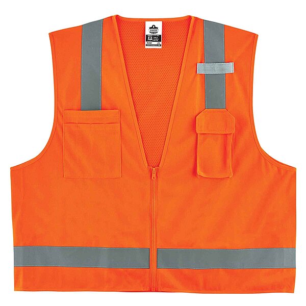 Ergodyne GloWear 8249Z Hi-Vis Surveyor Safety Vest, Solid Front Mesh Back, Type R Class 2