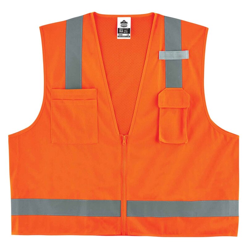 Ergodyne GloWear 8249Z Hi-Vis Surveyor Safety Vest, Solid Front Mesh Back, Type R Class 2