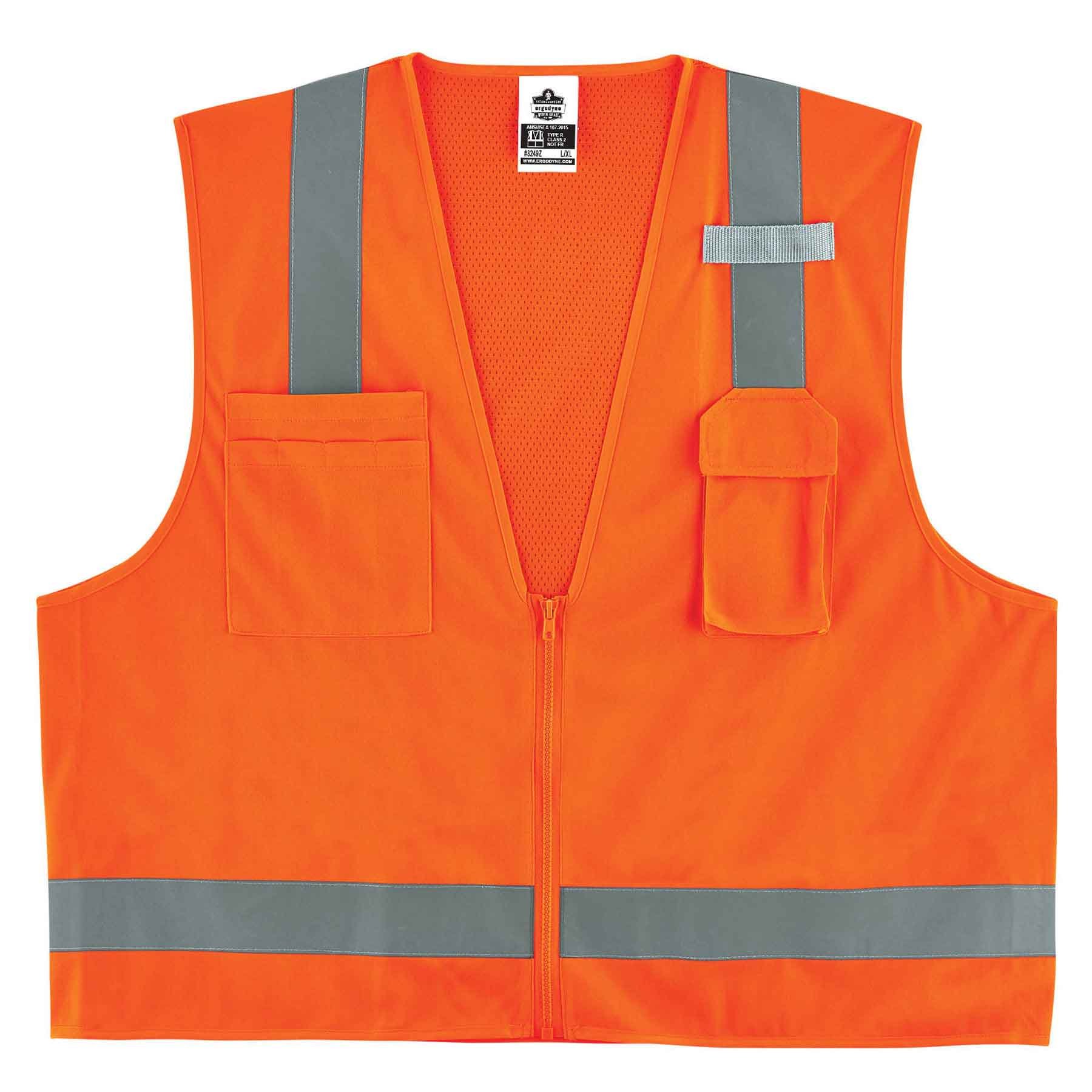 Ergodyne GloWear 8249Z Hi-Vis Surveyor Safety Vest, Solid Front Mesh Back, Type R Class 2