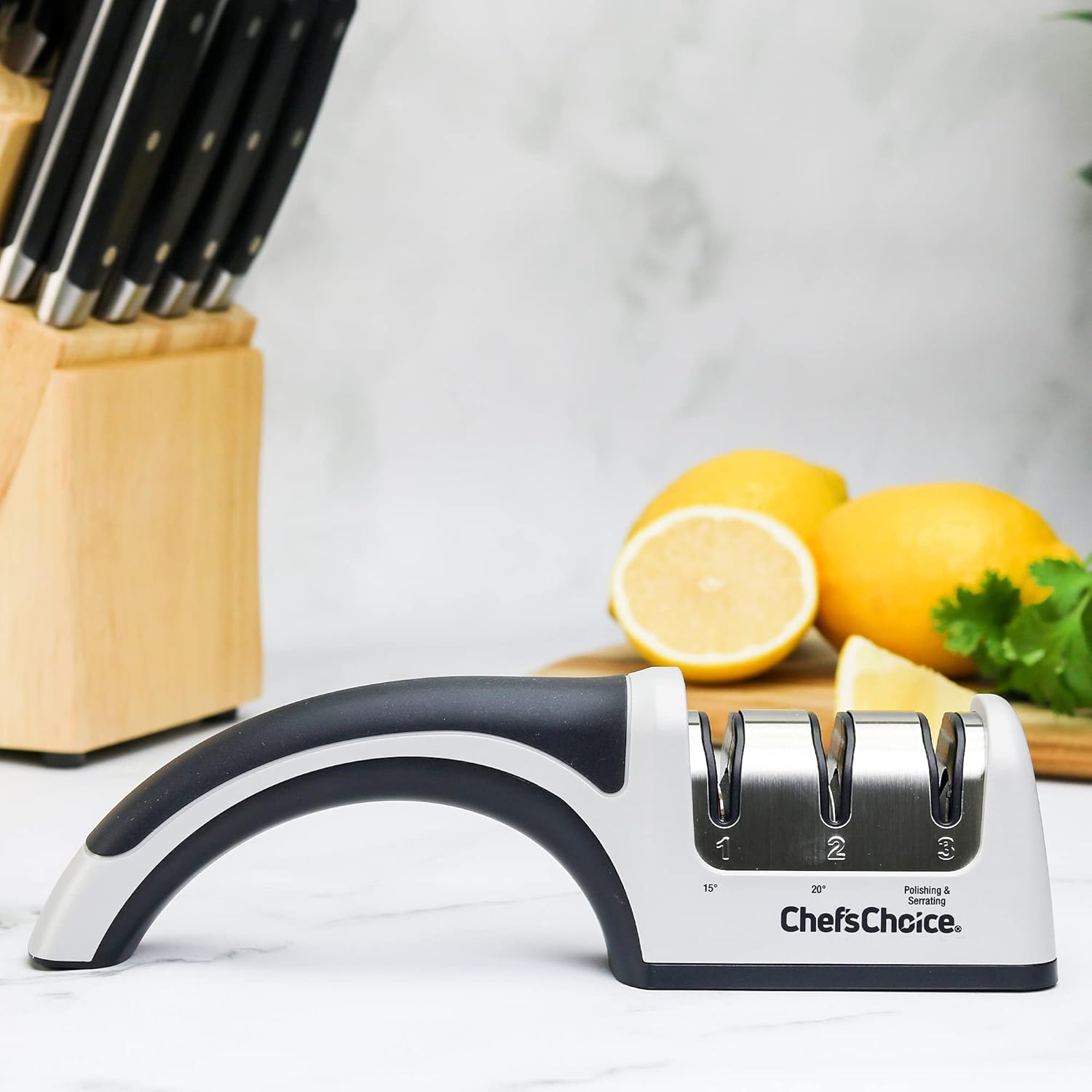 Chef’sChoice Manual Knife Sharpeners for 15- and 20-Degree Straight-Edge and Serrated Knives with Diamond Abrasives Precise