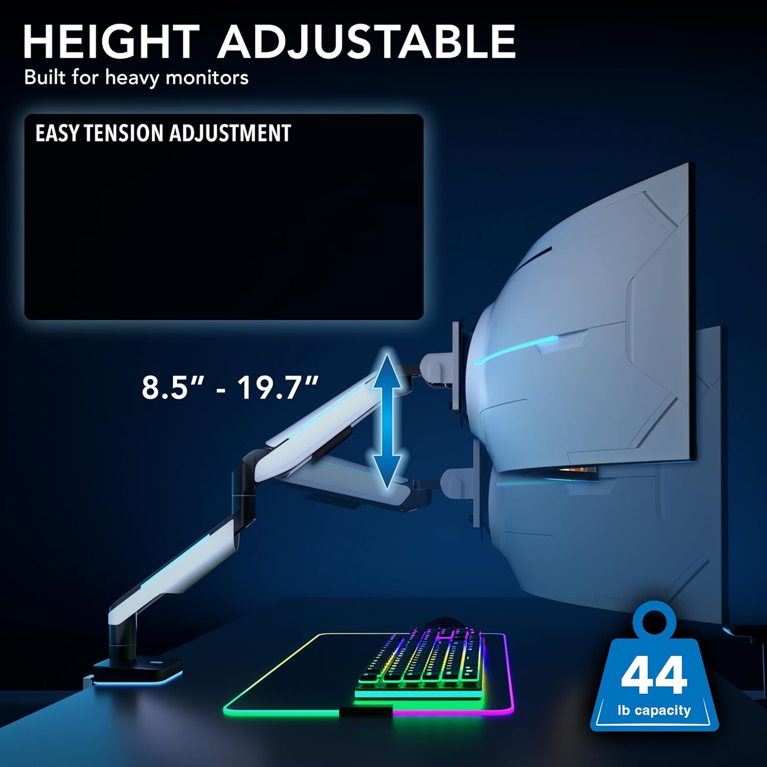 Mount-It! Heavy-Duty Ultrawide Monitor Arm up to 49" / 44 lb for Samsung Odyssey G9