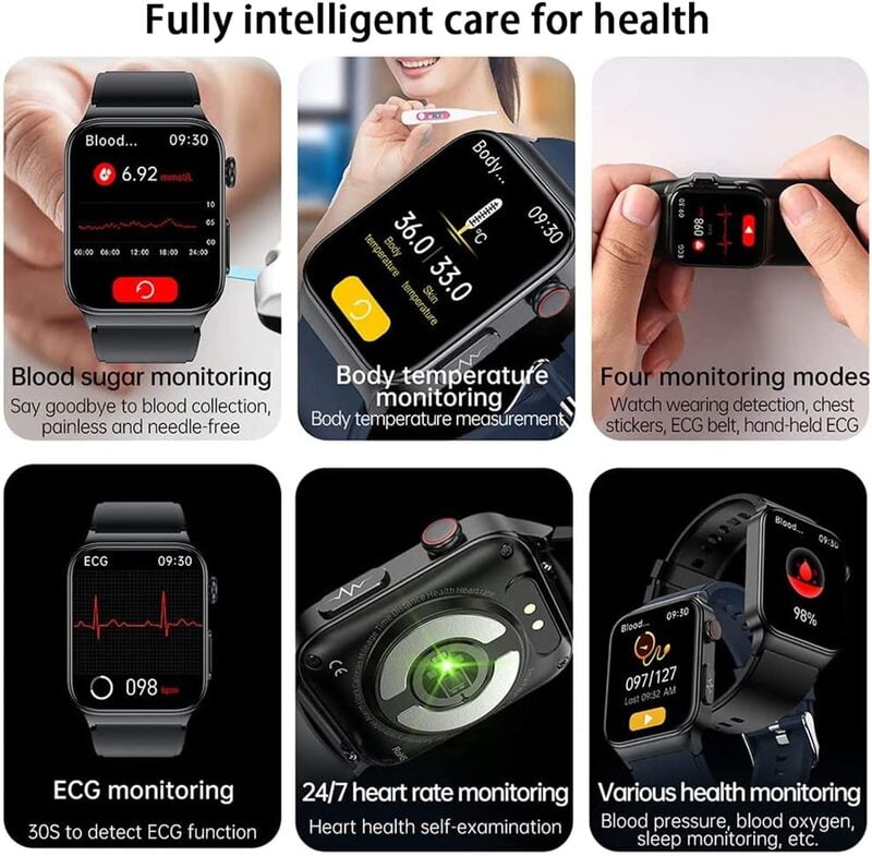 Reloj Inteligente De Glucosa En Sangre ECG+PPG HRV