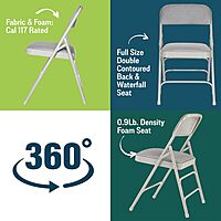 National Public Seating 2302 Deluxe Fabric Upholstered Triple Brace Double Hinge Premium Folding Chair, Graystone Surface
