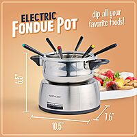 Nostalgia 6-Cup Electric Fondue Pot Set for Cheese & Chocolate - 6 Color-Coded Forks