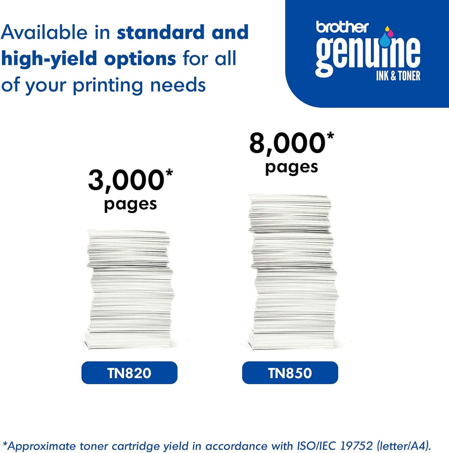 Brother Genuine High Yield Toner Cartridge, TN850, Replacement Black Toner, Page Yield Up to 8,000 Pages