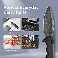 CIVIVI Button Lock Praxis Pocket Knife for EDC, Upgrade Folding Knife with Flipper 3.75" Damascus Blade plus Aluminum Handle