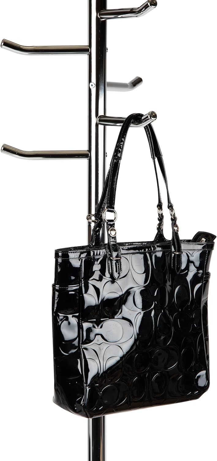 Mind Reader Freestanding Coat Rack, Multi-Hook Organizer for Office or Entryway, Metal, Silver