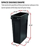 RUBBERMAID COMMERCIAL Slim Jim Vented Rectangular Trash Can, 23 Gallon