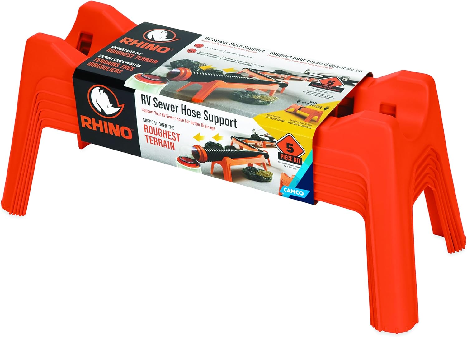 Camco Rhino RV Sewer Hose Support Kit - Extends Over Uneven Terrain for Easy Drainage