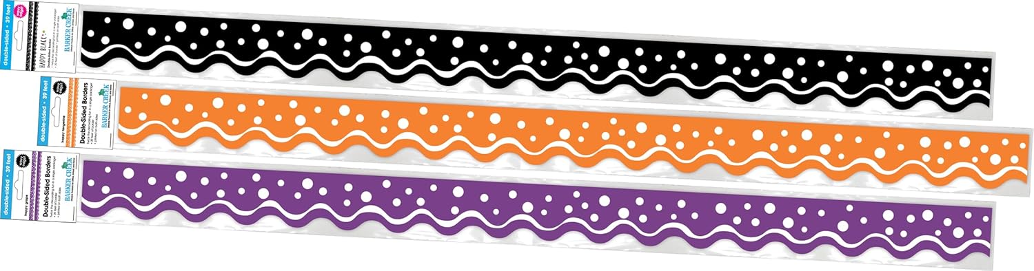 Barker Creek Double-Sided Scalloped Edge Border, Halloween, Trim out Bulletin Boards and Create Colorful Displays with 117'