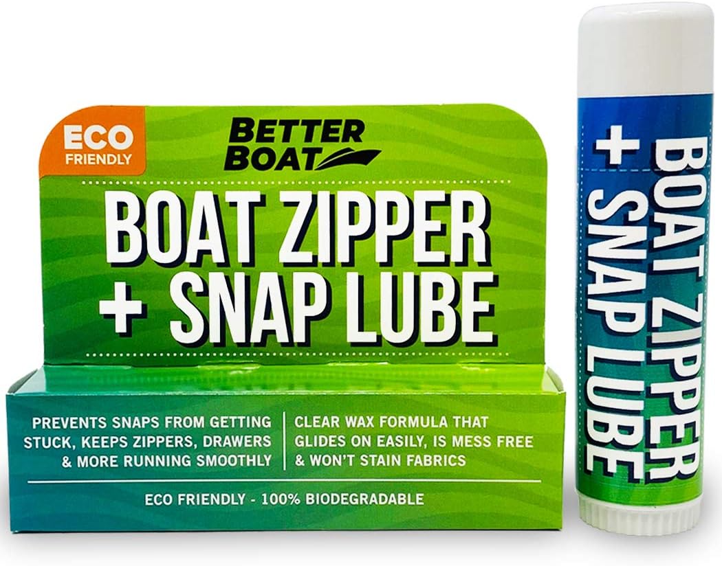 Zipper Wax Zip Lube - Marine Grade Zipper Lubricant Stick and Tool for Boat Canvas, Bimini Snaps, Metal Zippers, Jackets