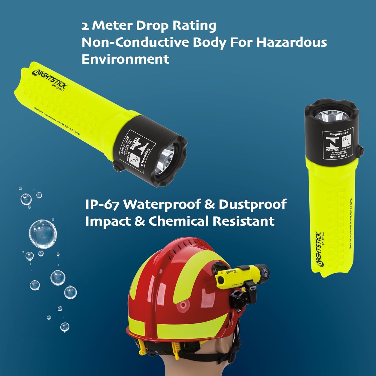 Nightstick XPP-5418GX-K01 Intrinsically Safe Flashlight Kit withHelmet Mounts-3 AA (not Included) -Green-UL913 / ATEX
