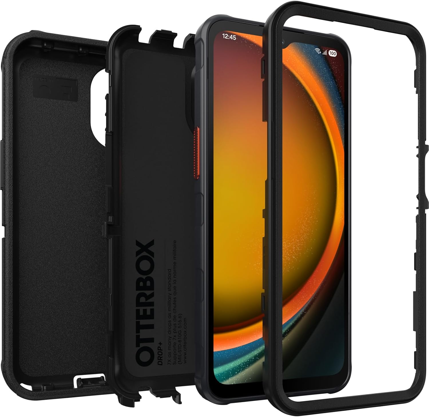 OtterBox Galaxy XCover7 Pro Defender Pro Series Case - Black, Rugged & Durable, with Port Protection