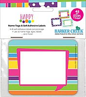 Barker Creek Name Badges & Self-Adhesive Labels, Happy, Multi-Design, Multi-Purpose Name Tags, Gift Tags, And More! 3.5" x 2.75", 45 per Pkg, Home, School and Office Supplies (1531)
