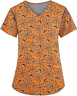 Scrub Tops Mujeres Halloween Estampado 2025 Scrub Tops Mujeres Halloween Estampado 2025