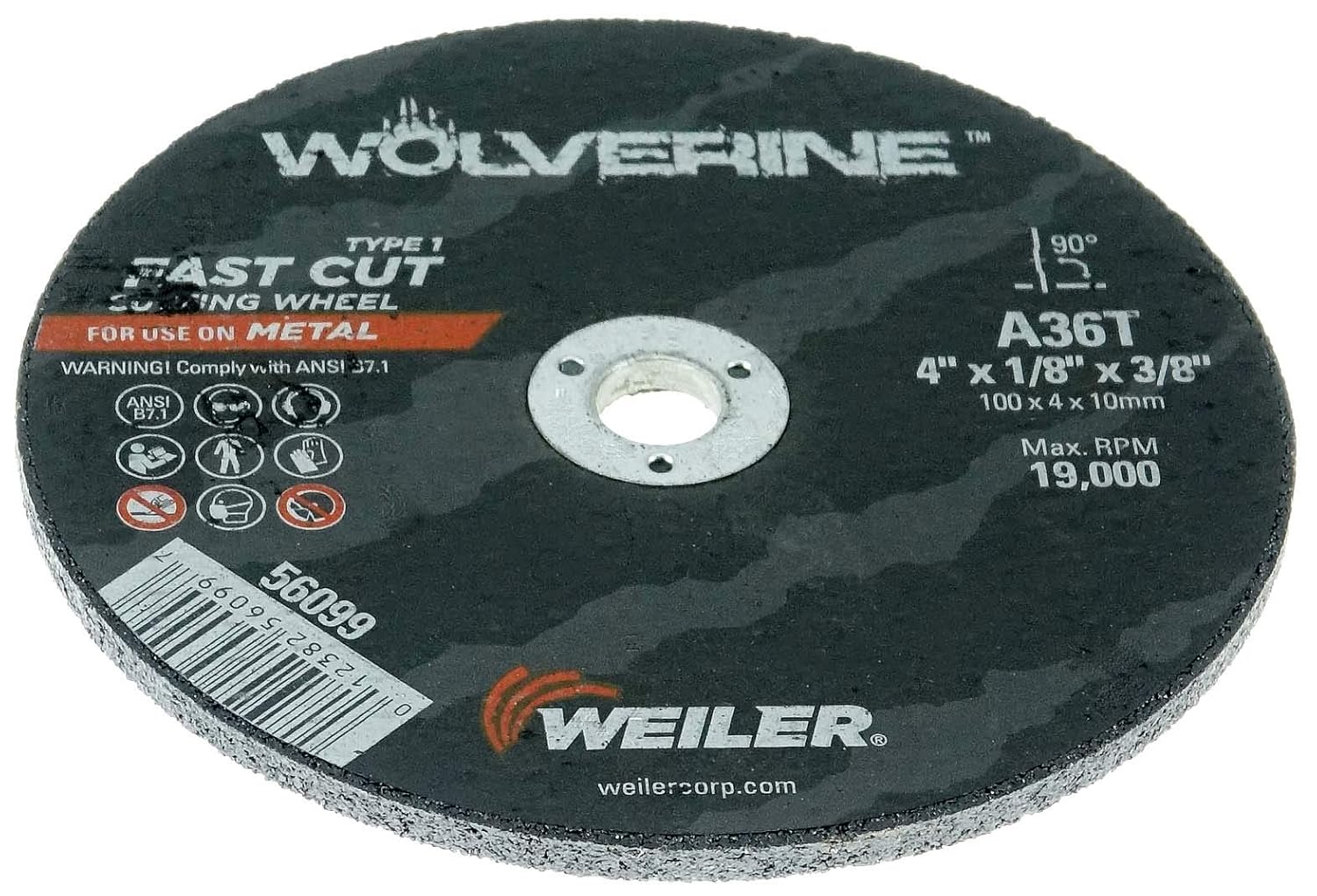 Weiler 56099 4-Inch Cutting Wheel, Wolverine AO Steel/Metal Fast Cut, Value Cutting