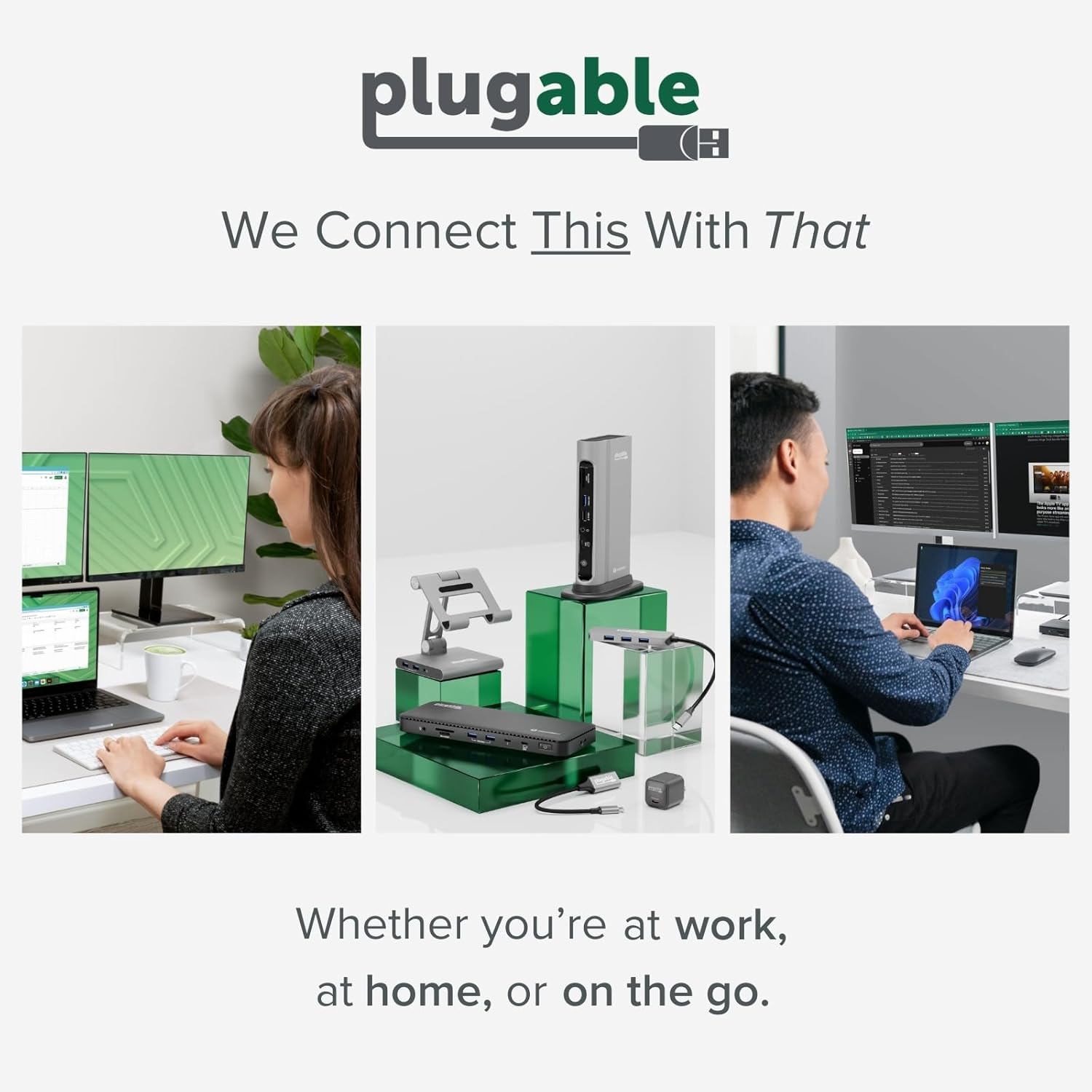 Plugable 2.5G USB-C and USB to Ethernet Adapter – Dual-Connector 2-in-1 USB-C to RJ45 2.5Gbps LAN