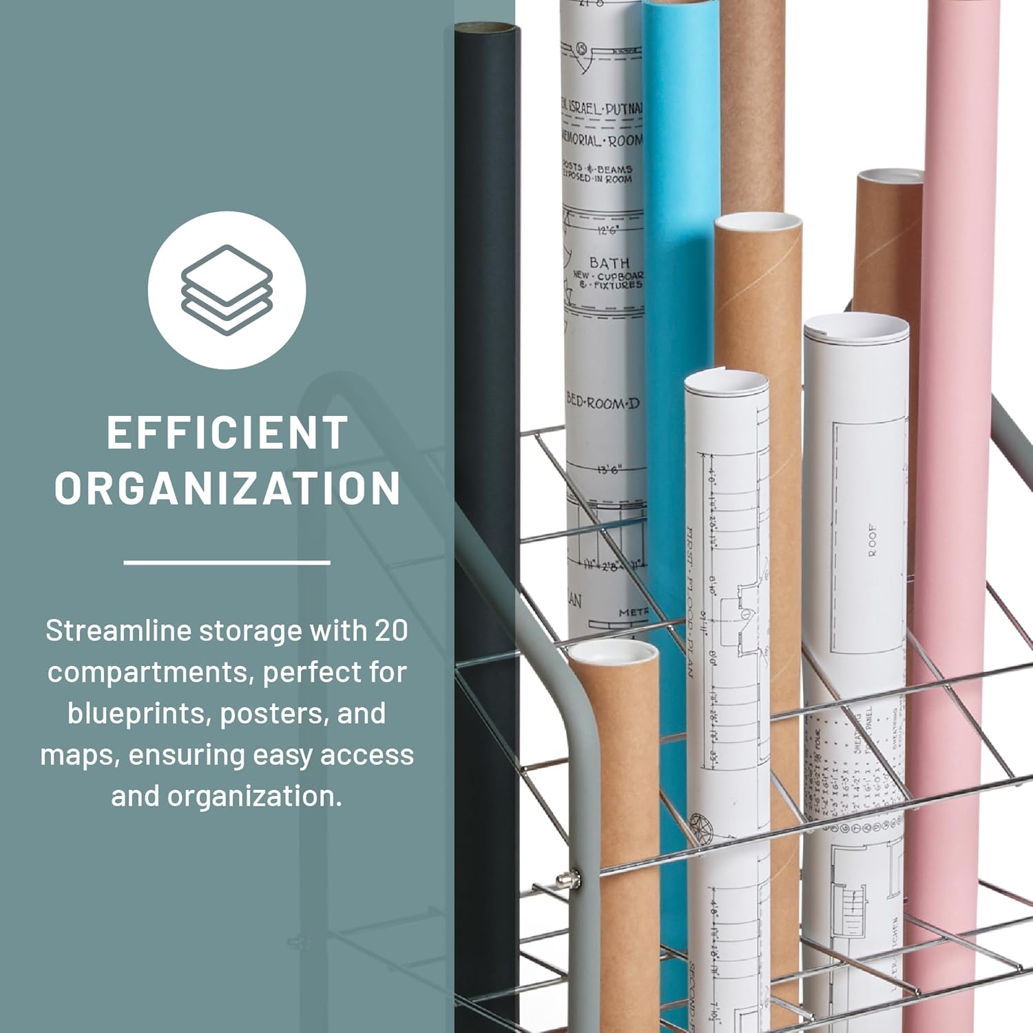 SAFCO Tubular Steel Wire Mobile Roll File Organizer