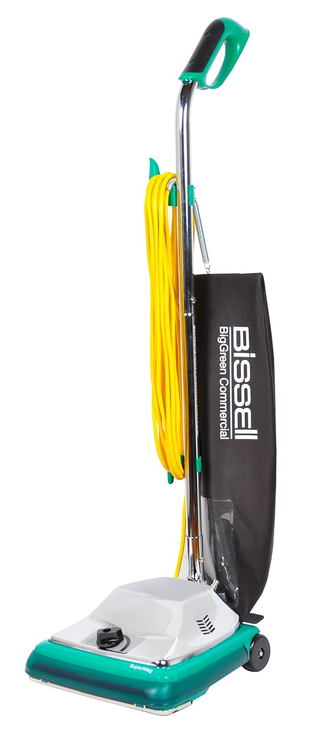 Bissell BigGreen Commercial BG101H ProBag Comfort Grip Handle Upright Vacuum with Magnet, 870W, 12" Vacuum Width