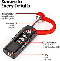 NANUK TSA Approved Lock – Durable, Secure Travel Case Lock with Cut-Resistant Steel Shackle & Rustproof Luggage Lock 900-TSA
