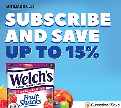 Welch's Fruit Snacks, Berries 'N Cherries, Individual Single Serve Bags, 0.8 oz (Pack of 40)