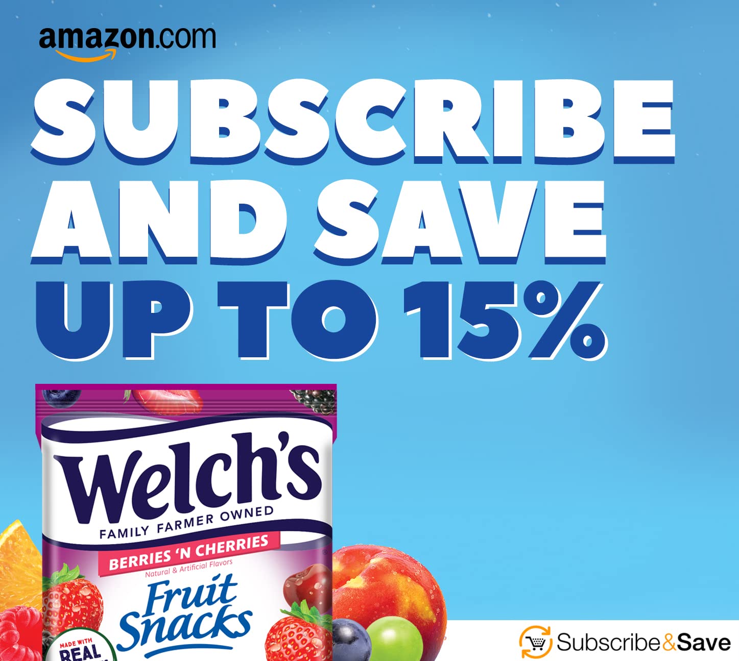 Welch's Fruit Snacks, Berries 'N Cherries, Individual Single Serve Bags, 0.8 oz (Pack of 40)