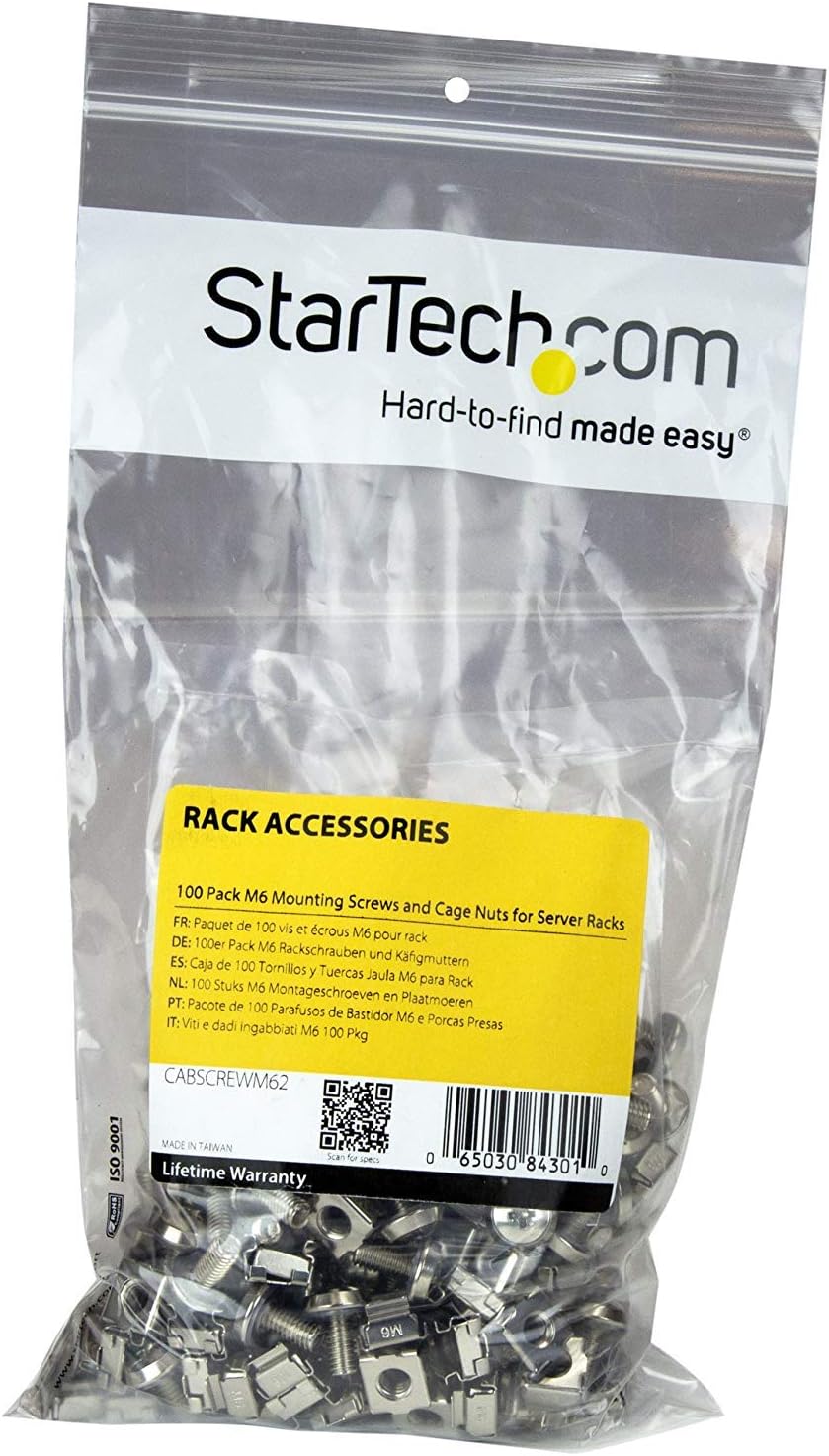 StarTech.com Mounting Screws and Cage Nuts for Server Rack & Cabinet