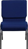 Flash Furniture HERCULES Series 21inW Stackable Church Chair, Navy Blue/Silvervein