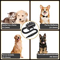 Soplador para Mascotas de 2000W, Secador de Pelo Canino con 4 Boquillas