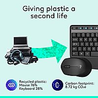 Logitech MK345 Wireless Keyboard and Mouse Combo with Palm Rest, 2.4 GHz USB Receiver, Compatible with PC, Laptop