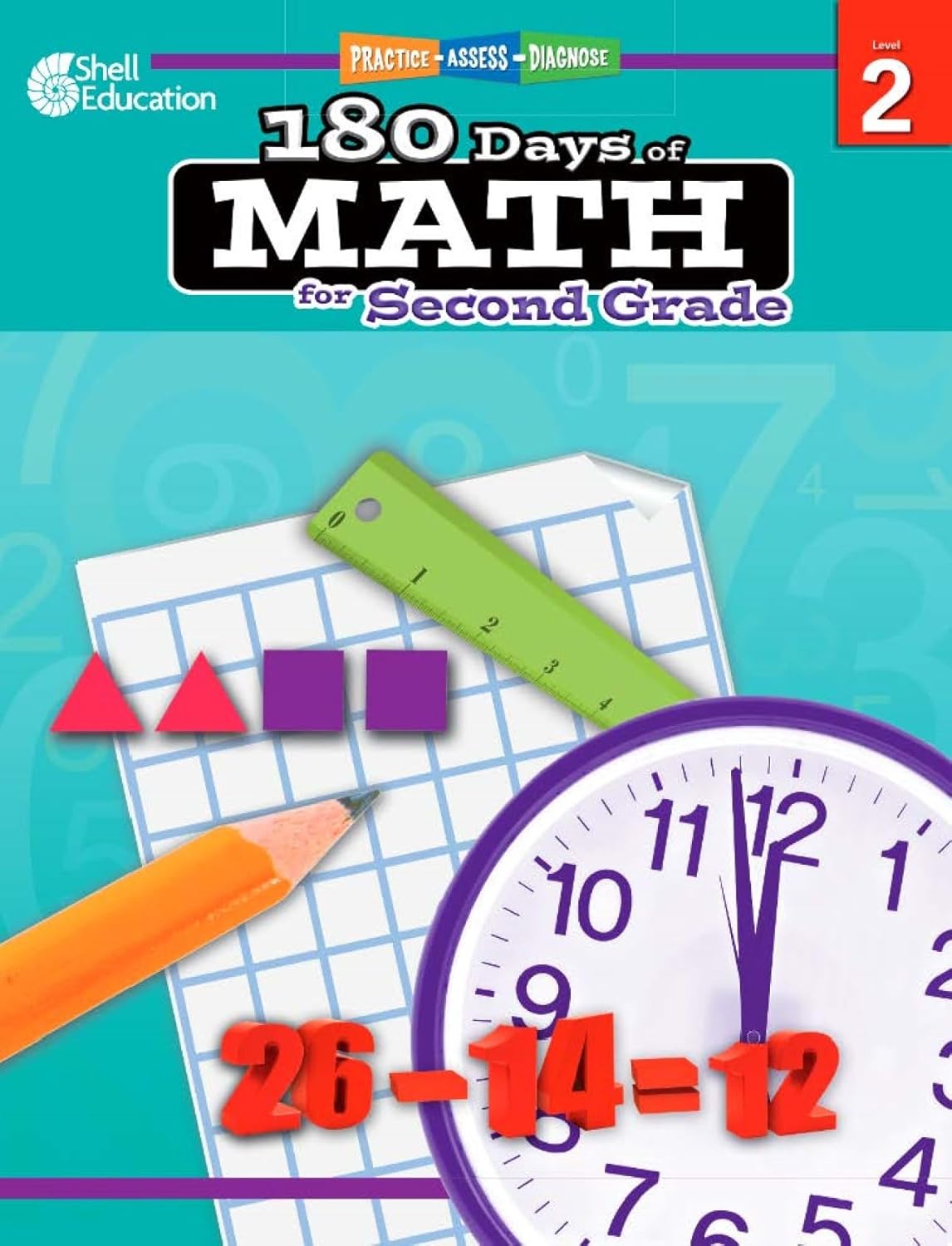 Shell Education 180 Days of Math for Second Grade (180 Days of Practice)
