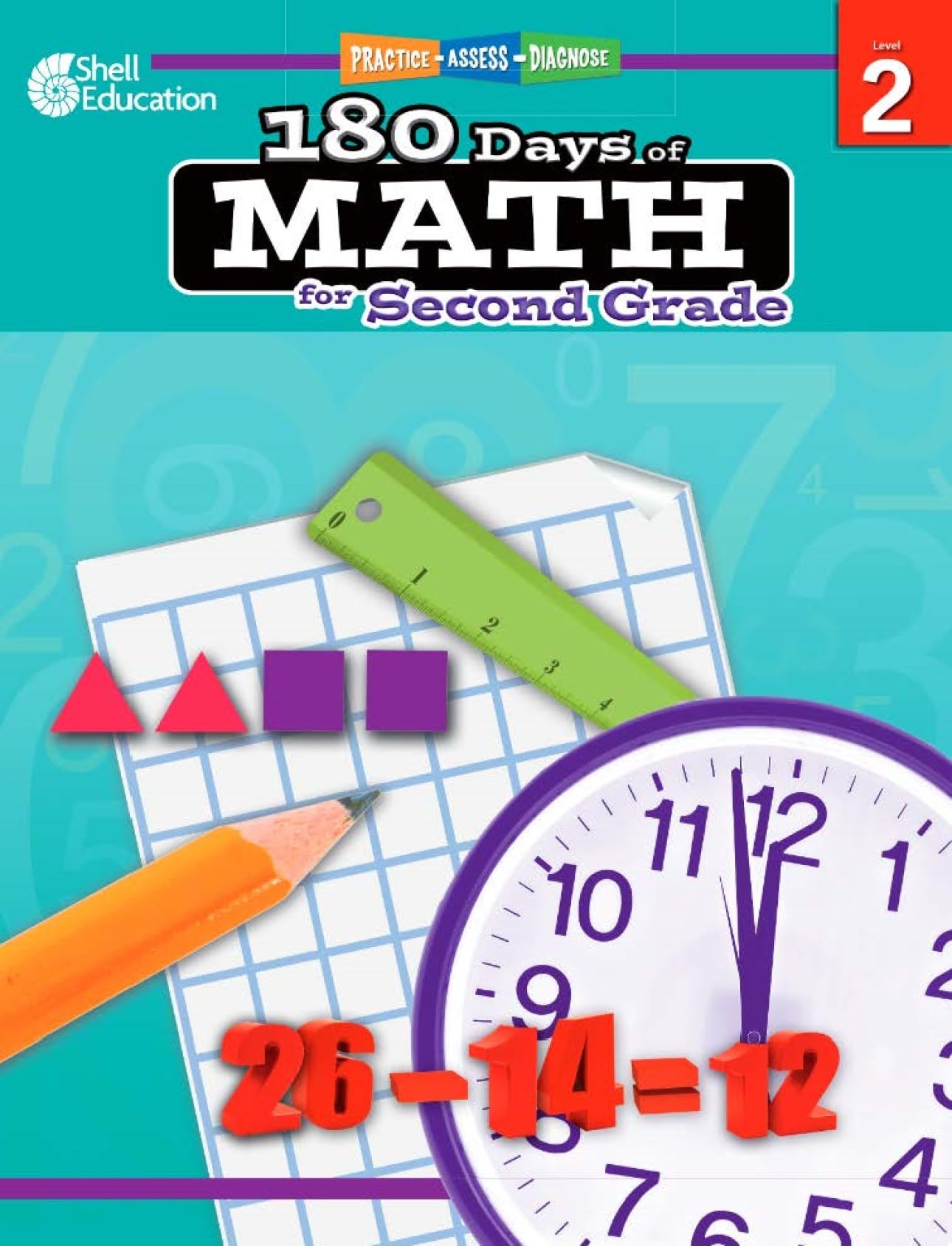 Shell Education 180 Days of Math for Second Grade (180 Days of Practice)