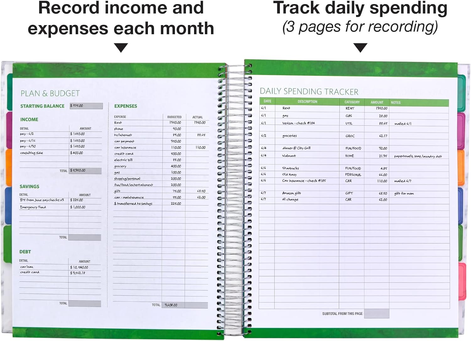 Global Printed Products Budget Planner & Monthly Bill Organizer With 12 Envelopes and Pockets. Expense Tracker Notebook
