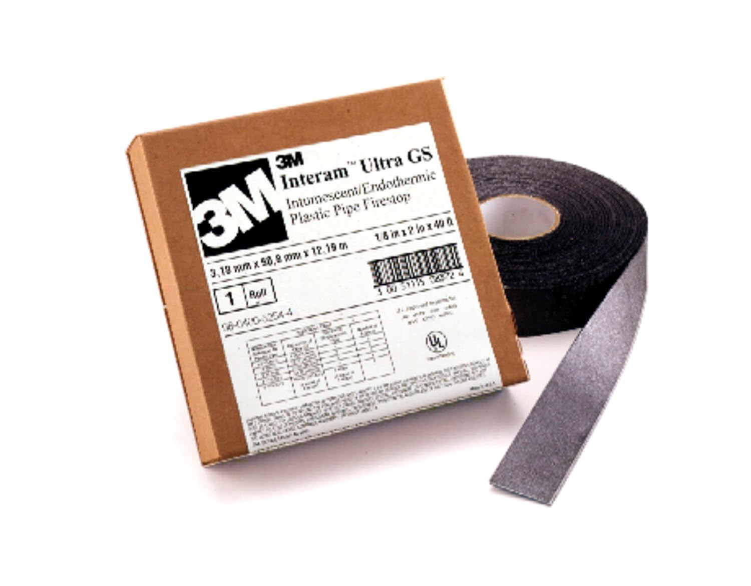 3M Fire Barrier Ultra GS Wrap Strip, Cost Effective, Graphite-Based Intumescent Firestop, 2 in x 40 ft, 1 Roll