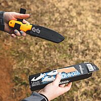 Cold Steel Click N Cut - Hunters Fixed Blade Knife | Durable 420J2 Steel Compact Hunting & Hiking Multiple Replaceable Blades | Sheath & 3 Blades Included Boxed Package