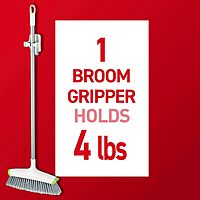 Command Broom and Mop Grippers Wall Hook, Damage Free Hanging Wall Mount Broom and Mop Holder, No Tools Household Cleaning Organizer, 6 Hangers and 16 Strips